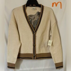 Chic Beige and Brown Women's Cardigan